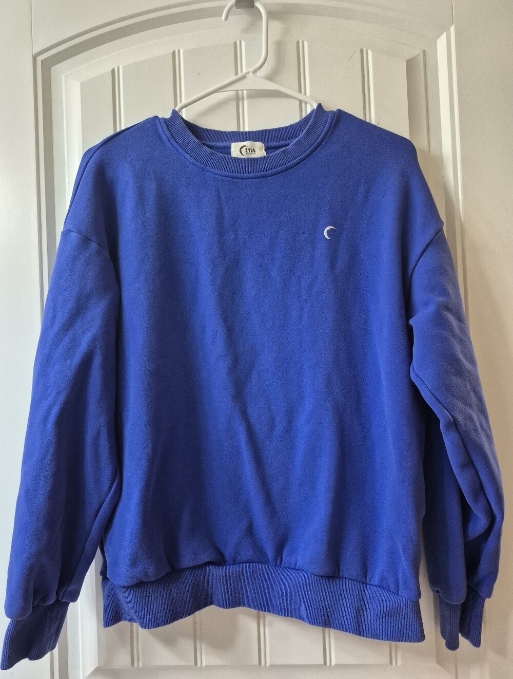 Womens ZYIA Active Relaxation Boyfriend Crewneck Sweatshirt Sz Small